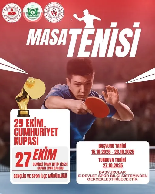 29 EKİM CUMHURİYET BAYRAMI  MASA TENİSİ TURNUVASI BAŞLIYOR!