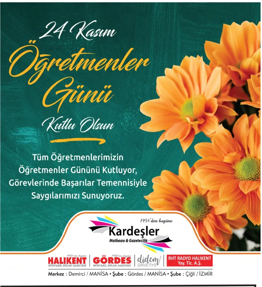 24 KASIM ÖĞRETMENLER GÜNÜ KUTLU OLSUN!