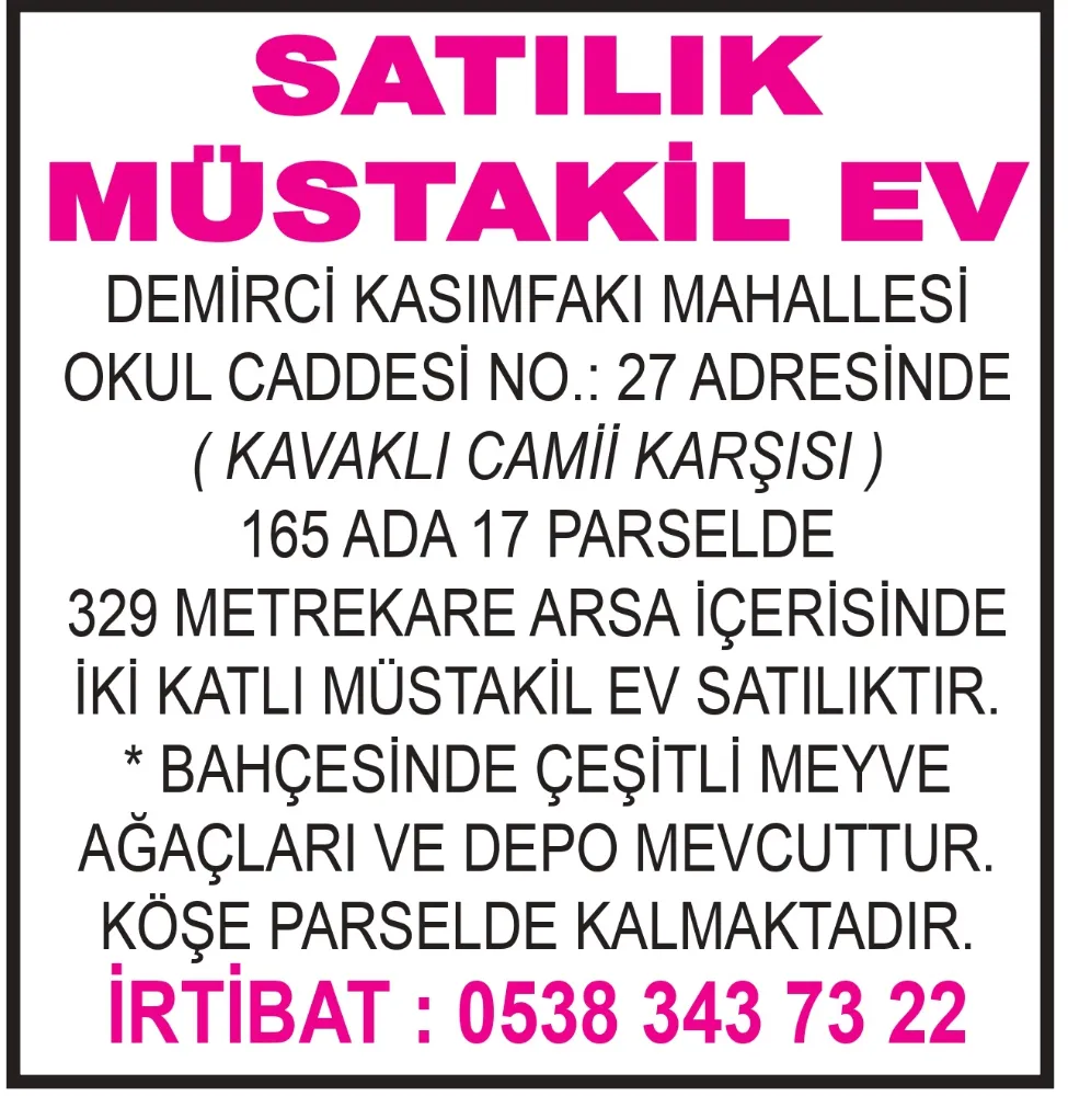 SATILIK MÜSTAKİL EV